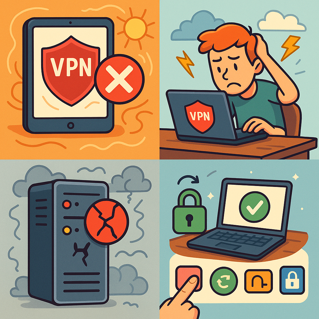 VPN не работает в августе 2025? Причины сбоев, устойчивые протоколы и пошаговая инструкция по восстановлению доступа